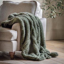 Cable Knit Throw – Olive 