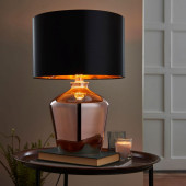 Glass Table Lamp - Black and Copper 